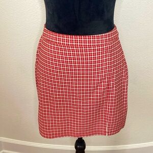 NWT Hollister red checked zip up skirt